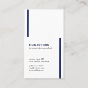 Carte De Visite White blue minimal elegant masculine professional