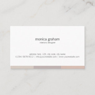 Carte De Visite White brown pink stripe retro cute card minimal