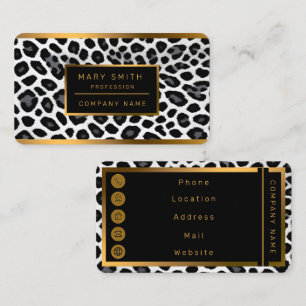 Carte De Visite White Leopard Elegant Populaire Collection de luxe