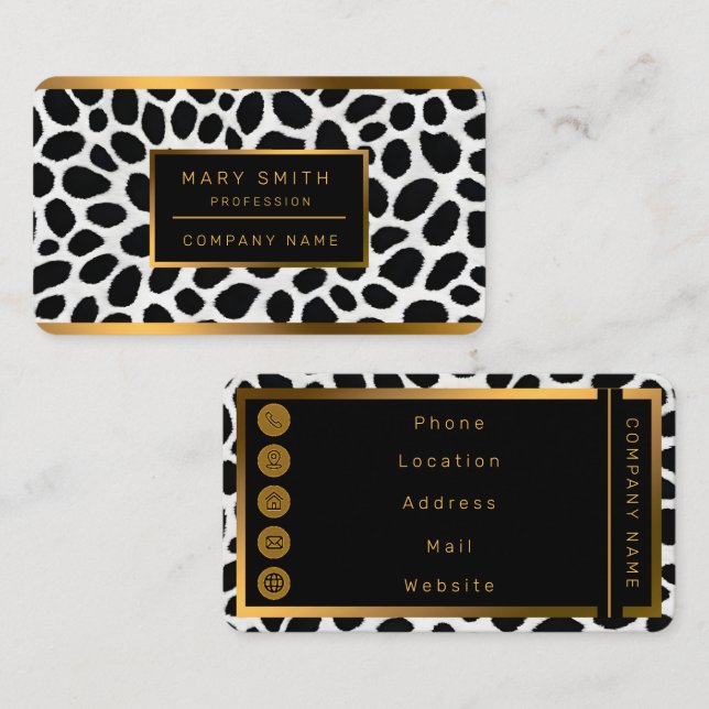 Carte De Visite White Leopard Elégante Collection de luxe tendance (Devant / Derrière)
