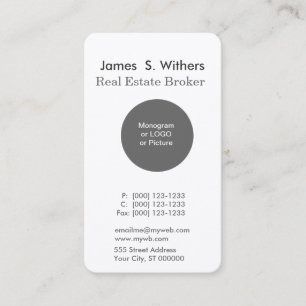 Carte De Visite White Modern Minimal Round Logo Professionnel