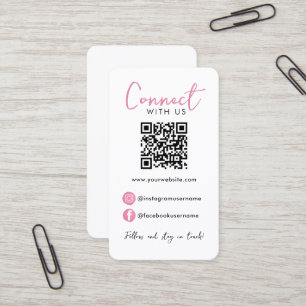 Carte De Visite White Pink Professional QR Code Connexion