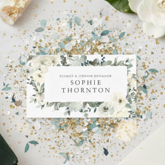 Carte De Visite White roses elegant