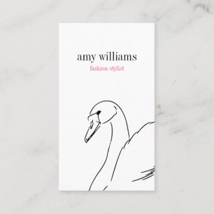 Carte De Visite White swan illustration beauty stylish card chic