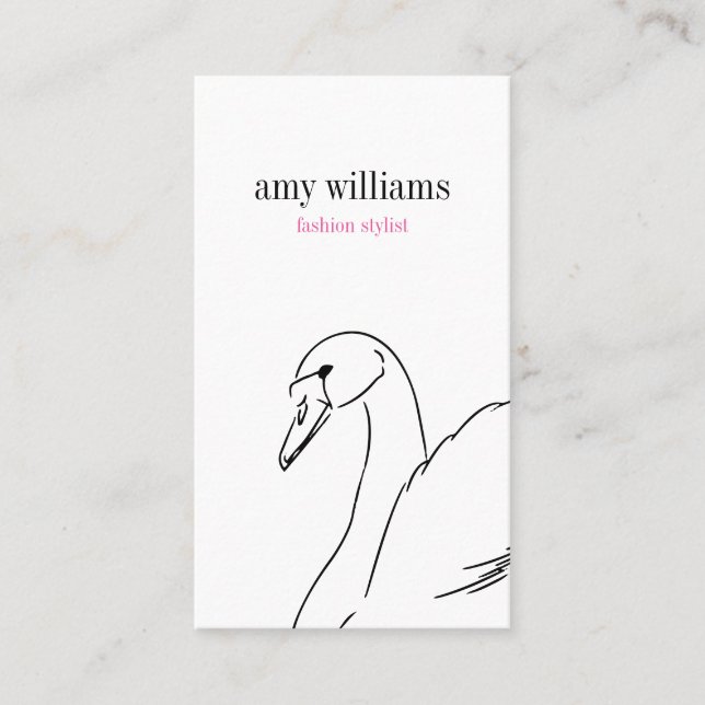 Carte De Visite White swan illustration beauty stylish card chic (Devant)