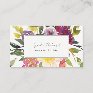 CARTE DE VISITE WHITE YELLOW BLUSH BURGUNDY FLORAL WEDDING WEBSITE