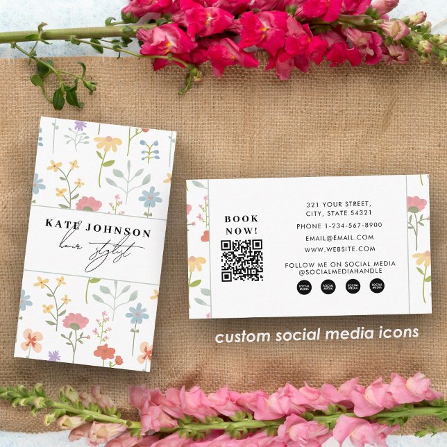 Carte De Visite Wildflowers Floral Salon Hair Stylist Makeup (Wildflowers Floral Salon Hair Stylist Makeup Business Card)