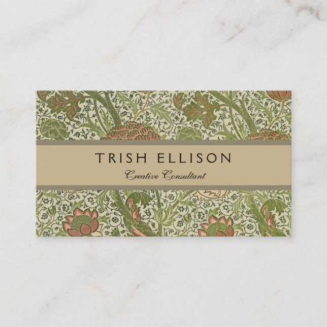 Carte De Visite William Morris Cray Fleur de Sage Floral Botanique (Devant)