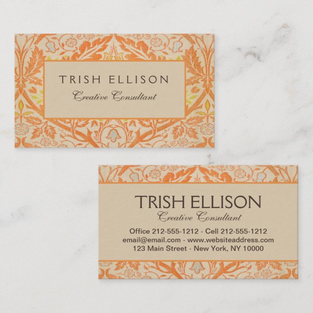 Carte De Visite William Morris Golden Bough Tapestry Motif (Devant / Derrière)