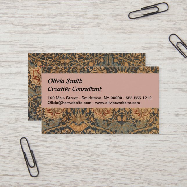 Carte De Visite William Morris Honeysuckle Rich Wallpaper (Devant/Arrière en situation)