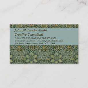 Carte De Visite William Morris Ispahan Vert sarcelle Floral Art