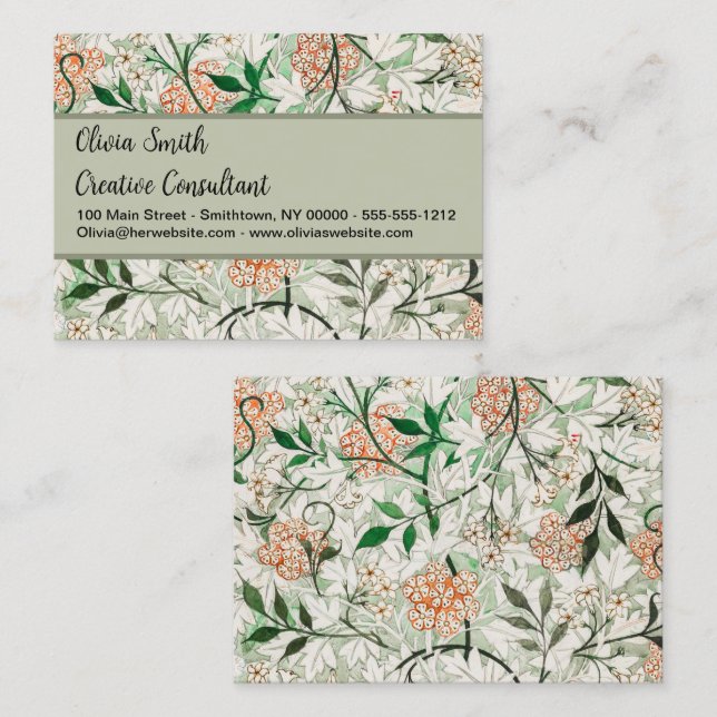 Carte De Visite William Morris Jardin de Jasmin Fleur Classique (Devant / Derrière)