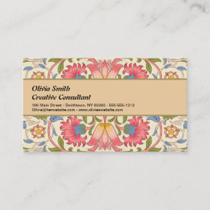 Carte De Visite William Morris Lodden Motif Floral Pastel 