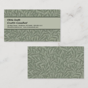 Carte De Visite William Morris Motif Saule Antique Vert Sauge