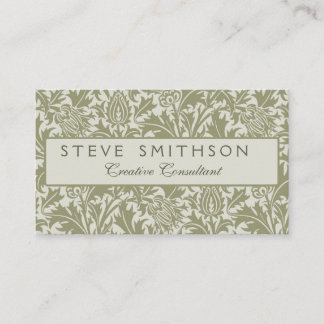 Carte De Visite William Morris Thistle Sage Green Motif