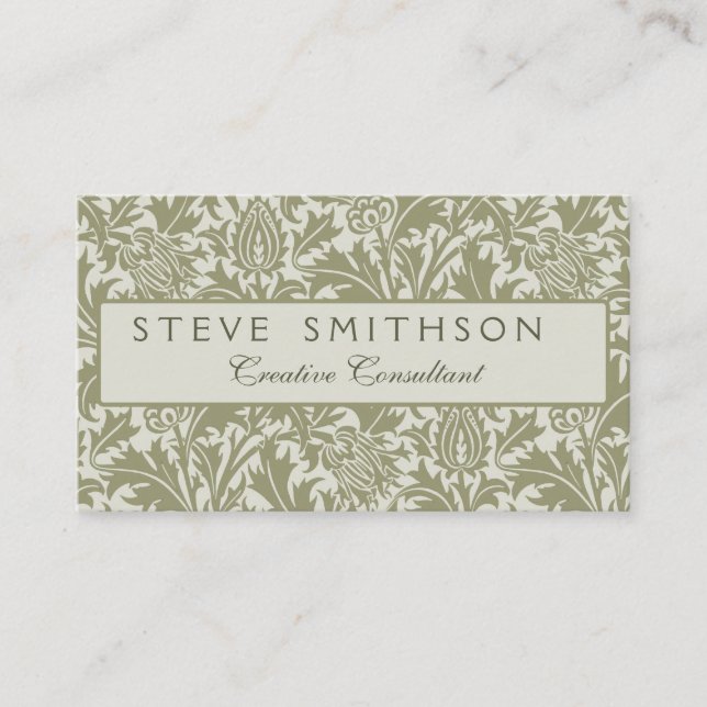 Carte De Visite William Morris Thistle Sage Green Motif (Devant)
