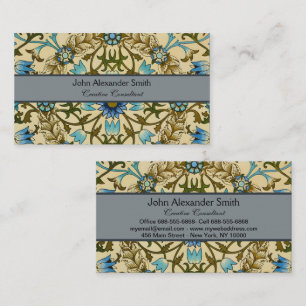 Carte De Visite William Morris Vintage Blue Motif Sans Couture