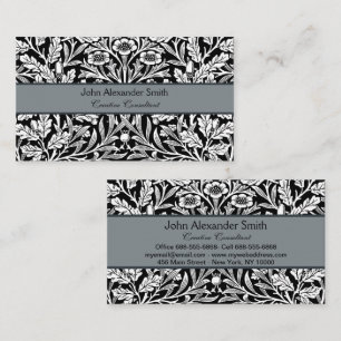 Carte De Visite William Morris Vintage motif en chêne noir et blan
