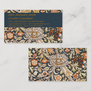 Carte De Visite William Morris Vintage Trent Motif Floral Bleu