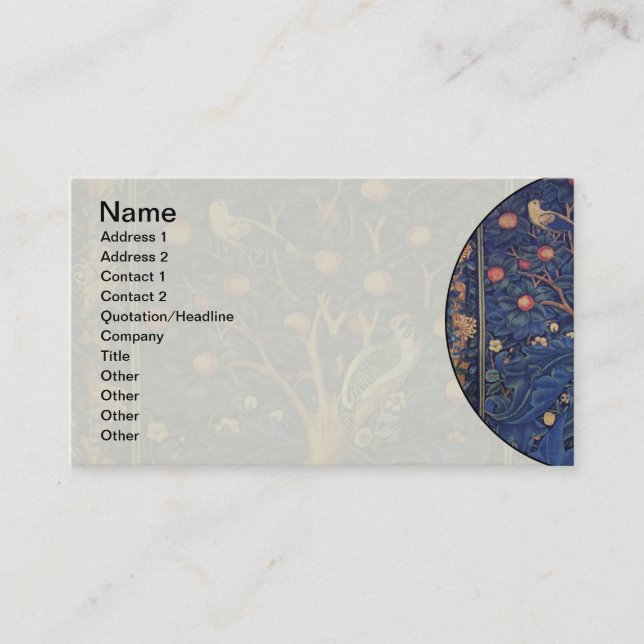 Carte De Visite William Morris Woodpecker Tapestry Arts & Artisana (Devant)