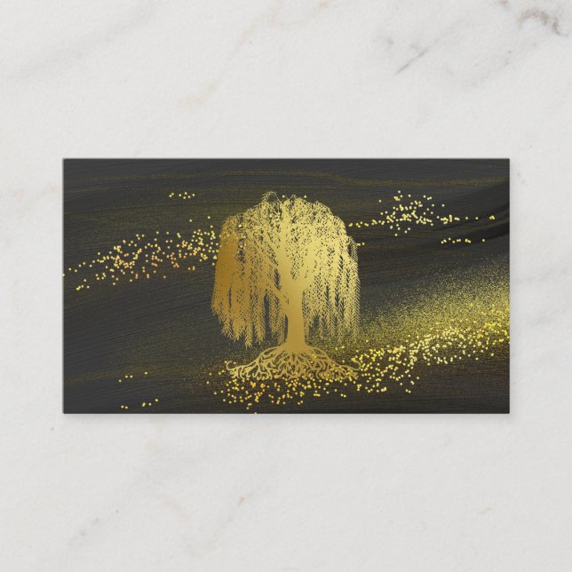 Carte De Visite *~* Willow Tree Gold Dust Black Gold Parties scint (Devant)