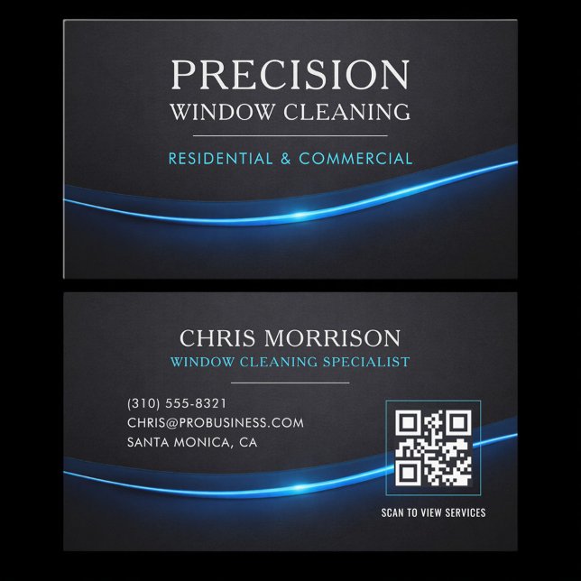 Carte De Visite Window Cleaning QR Code Professional (Créateur téléchargé)