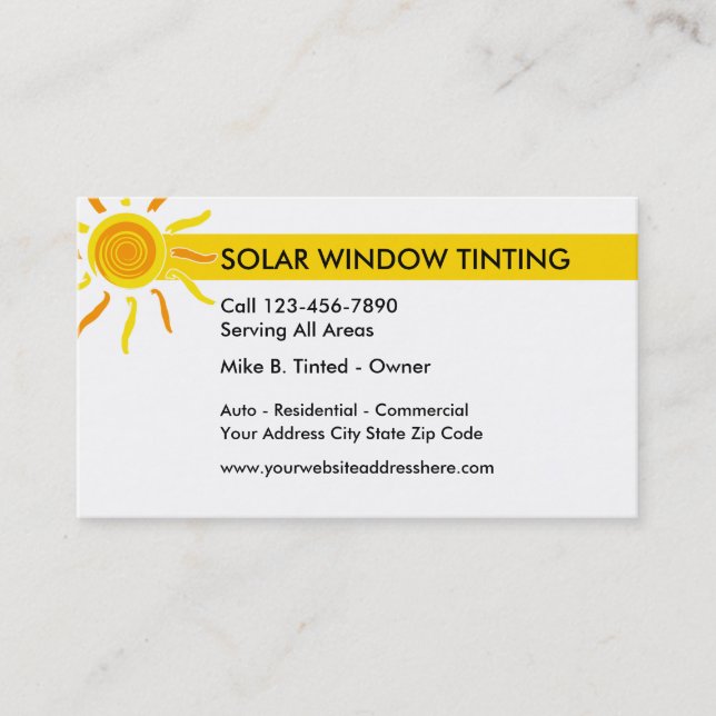Carte De Visite Windows et teinture solaires (Devant)