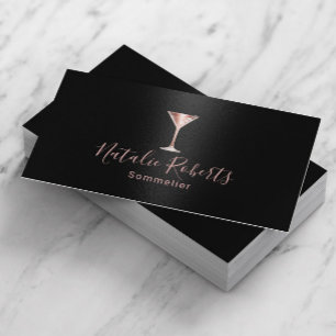 Carte De Visite Wine Bartender Sommelier noir & Rose Gold