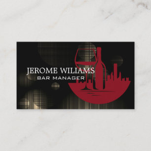 Carte De Visite Wine Bottle City Skyline