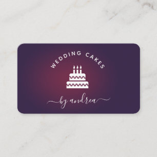 Carte De Visite Wine Purple White Mariage Cake Logo Médias sociaux