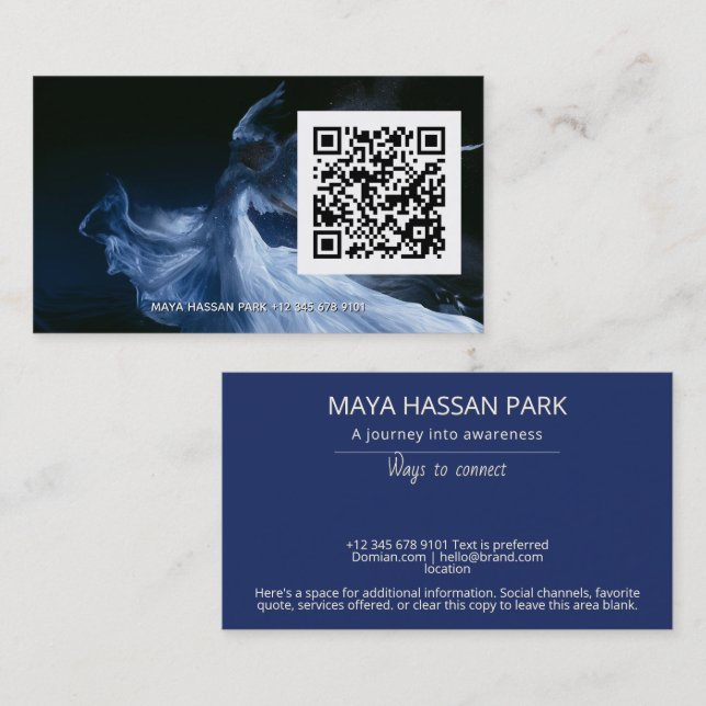 Carte De Visite Wings of Light | Winged Angel code QR (Devant / Derrière)