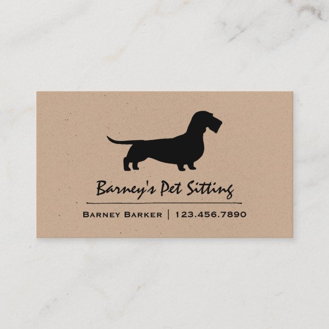 Carte De Visite Wire Haired Dachshund Silhouette | Cool Wiener Dog (Devant)