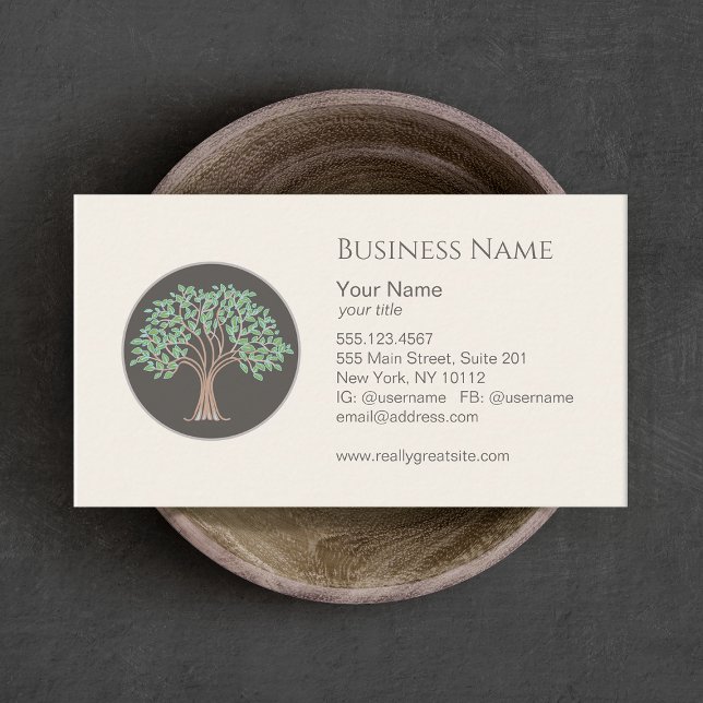 Carte De Visite Wise Tree Logo Vie Entraîneur et Naturopath (Créateur téléchargé)