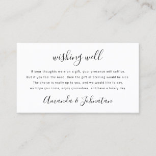 Carte De Visite Wishing Well For Mariage Sterling Cadeau argent bl