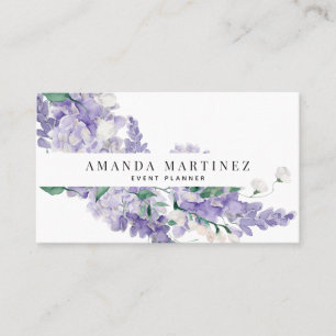 Carte De Visite Wisteria Élégant Aquarelle Réseaux Sociaux