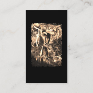 Carte De Visite Wolf Family Mountains Moon Wolves Forest