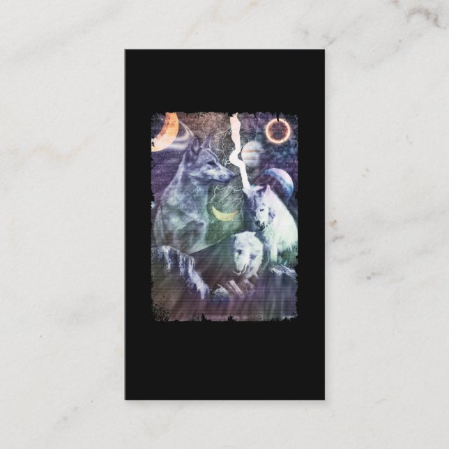 Carte De Visite Wolf Winter Galaxy Planètes Space Wolves (Devant)