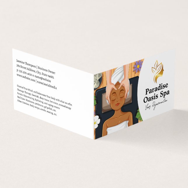Carte De Visite Woman Getting Spa Facial and Massage (Extérieur)