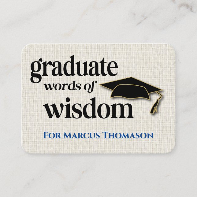Carte De Visite Words of Wisdom Advice Card for Graduation (Devant)