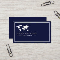 World Map Travel Consultant en bleu foncé