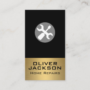 Carte De Visite Wrench et tournevis   Métallique d'or