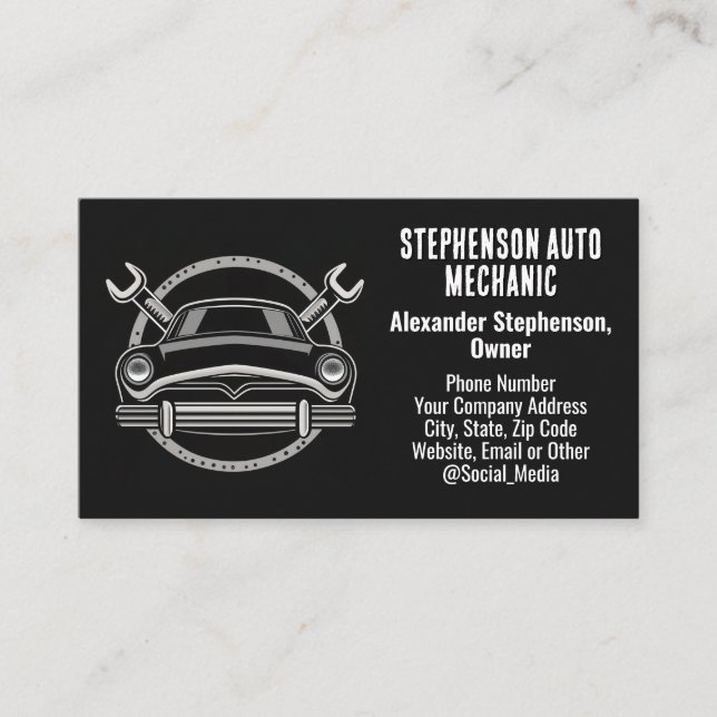 Carte De Visite Wrenches Vintage Car Auto Mécanique (Devant)