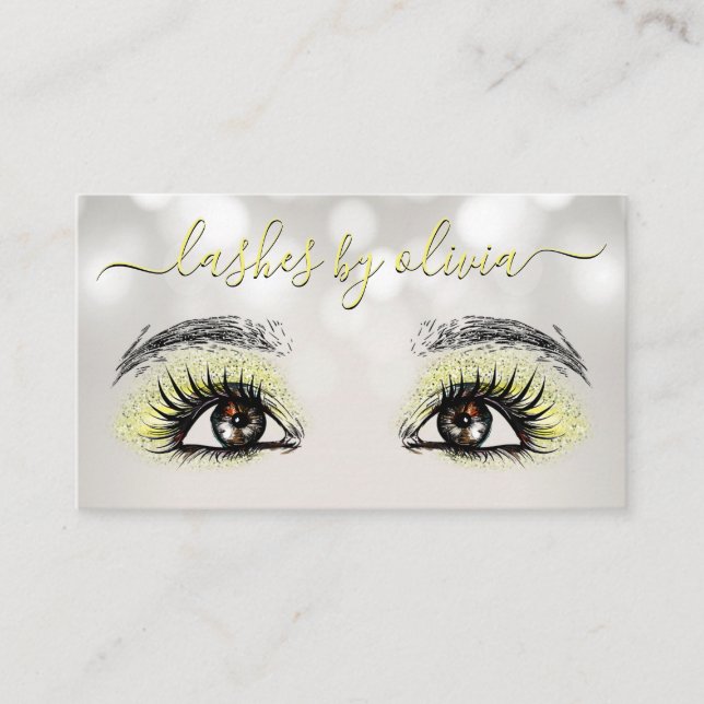 Carte De Visite Yellow Lashes Beauté Extension de Cils Maquilleuse (Devant)
