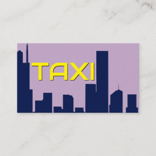 Carte De Visite Yellow TAXI bleu ville skyline chauffeur de taxi c
