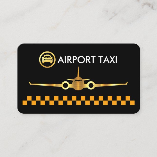 Carte De Visite Yellow Taxi Boxes Gold Airplane (Devant)