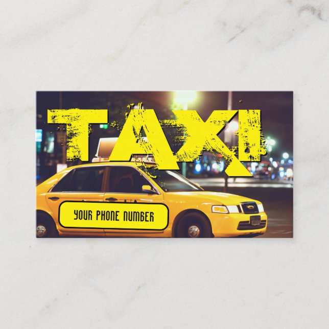 Carte De Visite Yellow TAXI ville lumières chauffeur de taxi voitu (Devant)