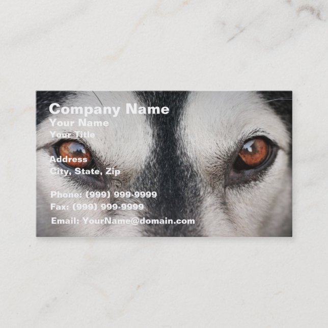 Carte De Visite Yeux de brun de chien de Malamute (Devant)