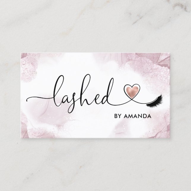 Carte De Visite Yeux de maquillage Lashes rose Aquarelle B (Devant)