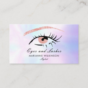 Carte De Visite Yeux et Cils Pailletés Or Rose