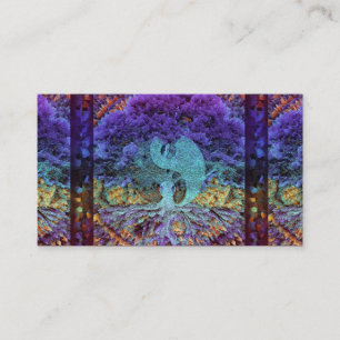 Carte De Visite Yin pourpre Yang avec le coeur de mandala